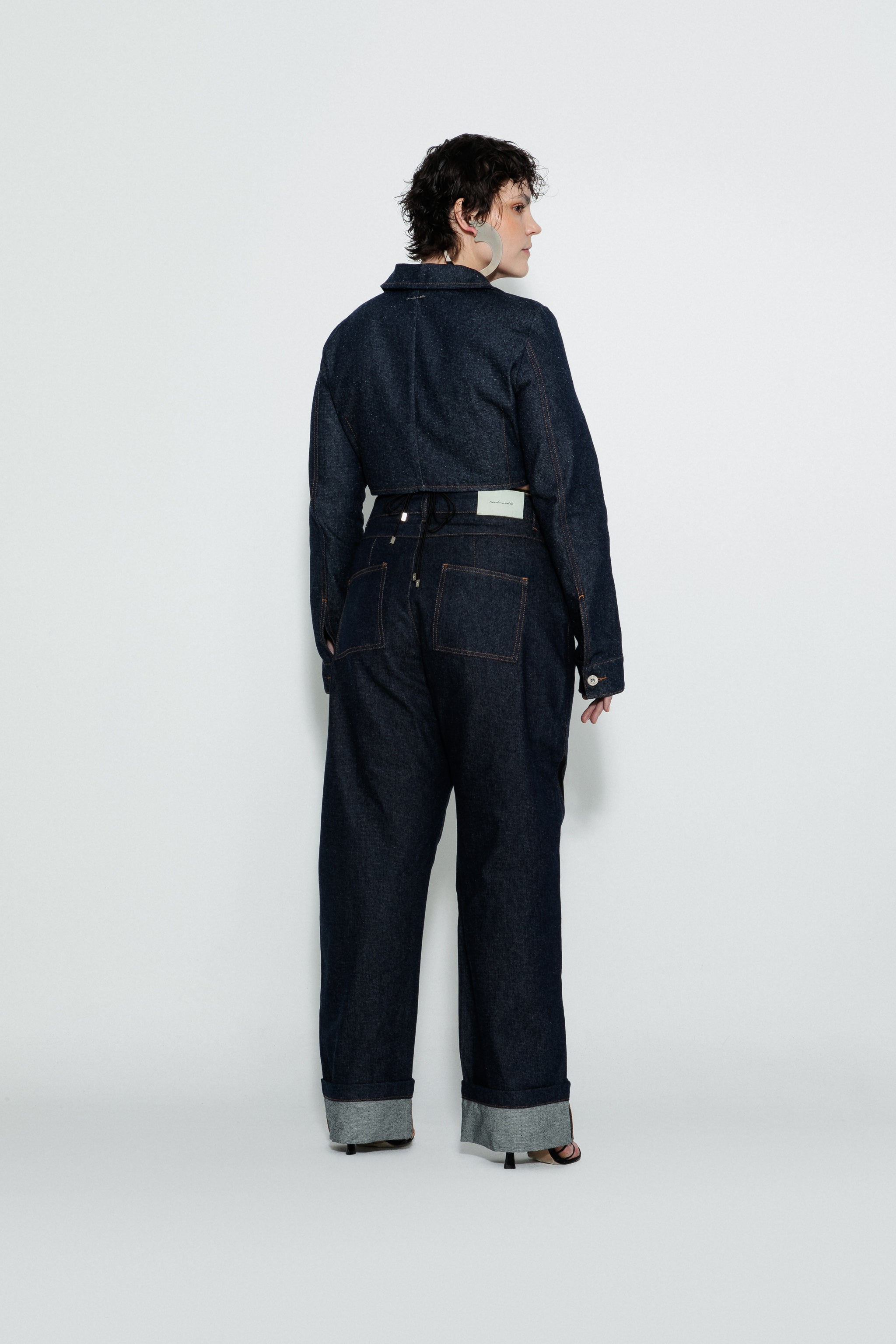 Mesh Detail Straight-Leg Jeans