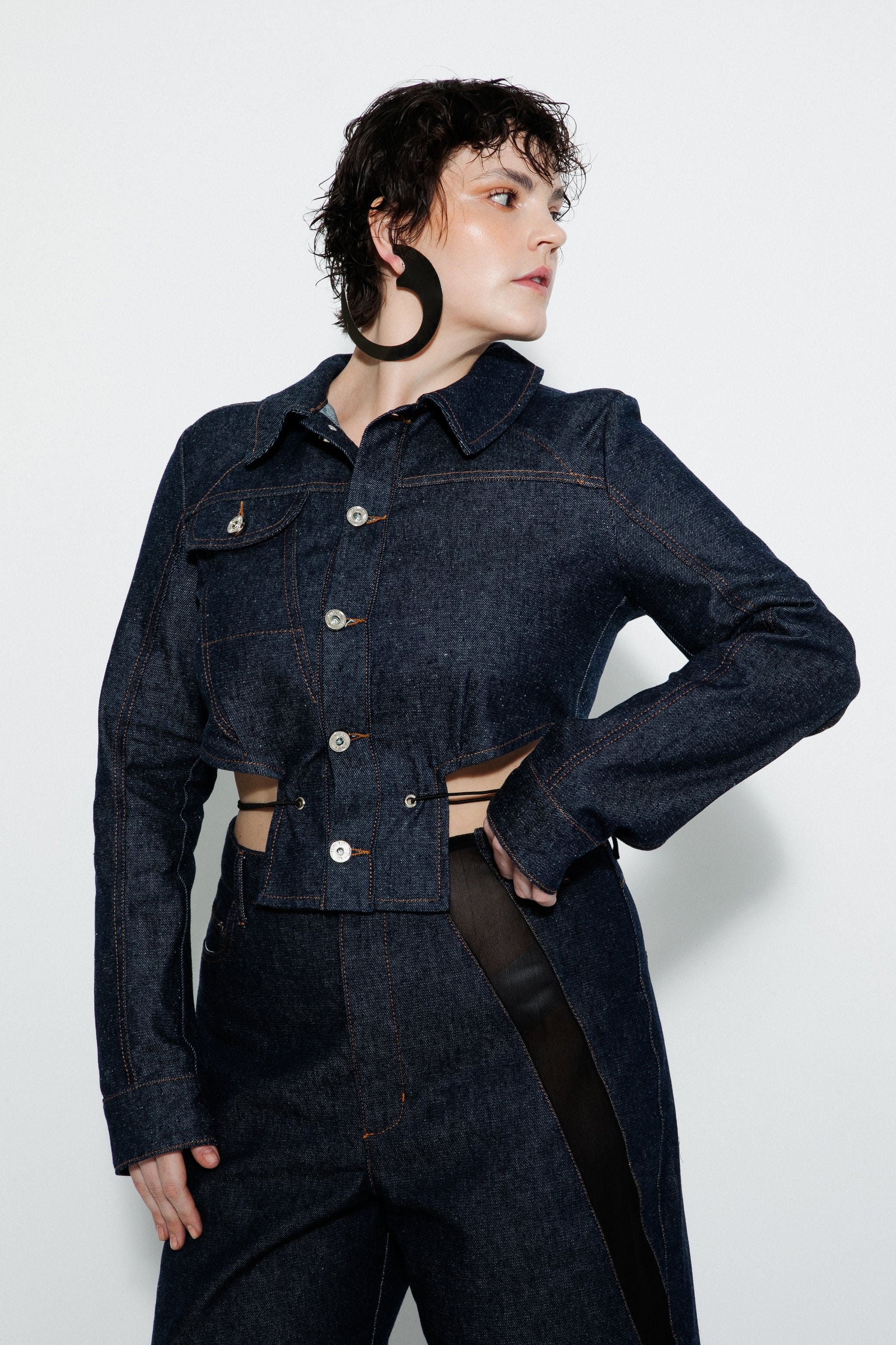 Cinched Denim Jacket