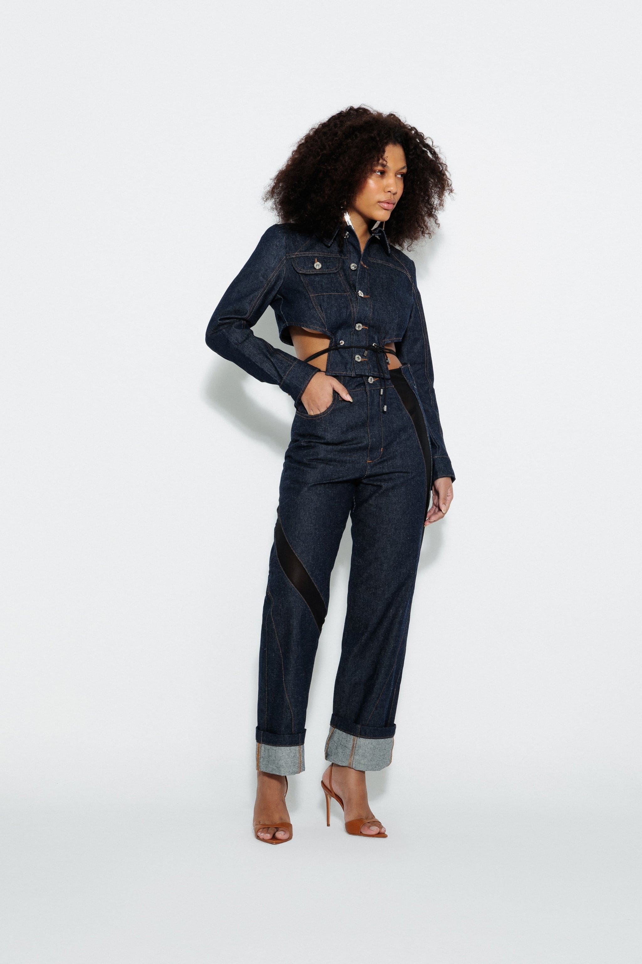 Cinched Denim Jacket