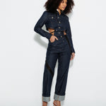 Mesh Detail Straight-Leg Jeans