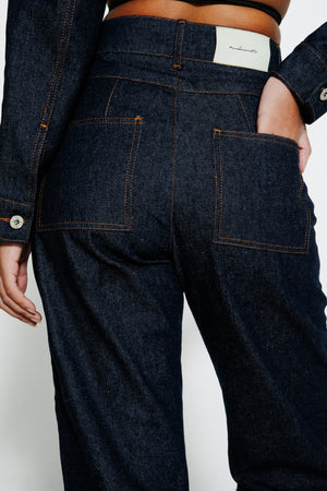 Mesh Detail Straight-Leg Jeans