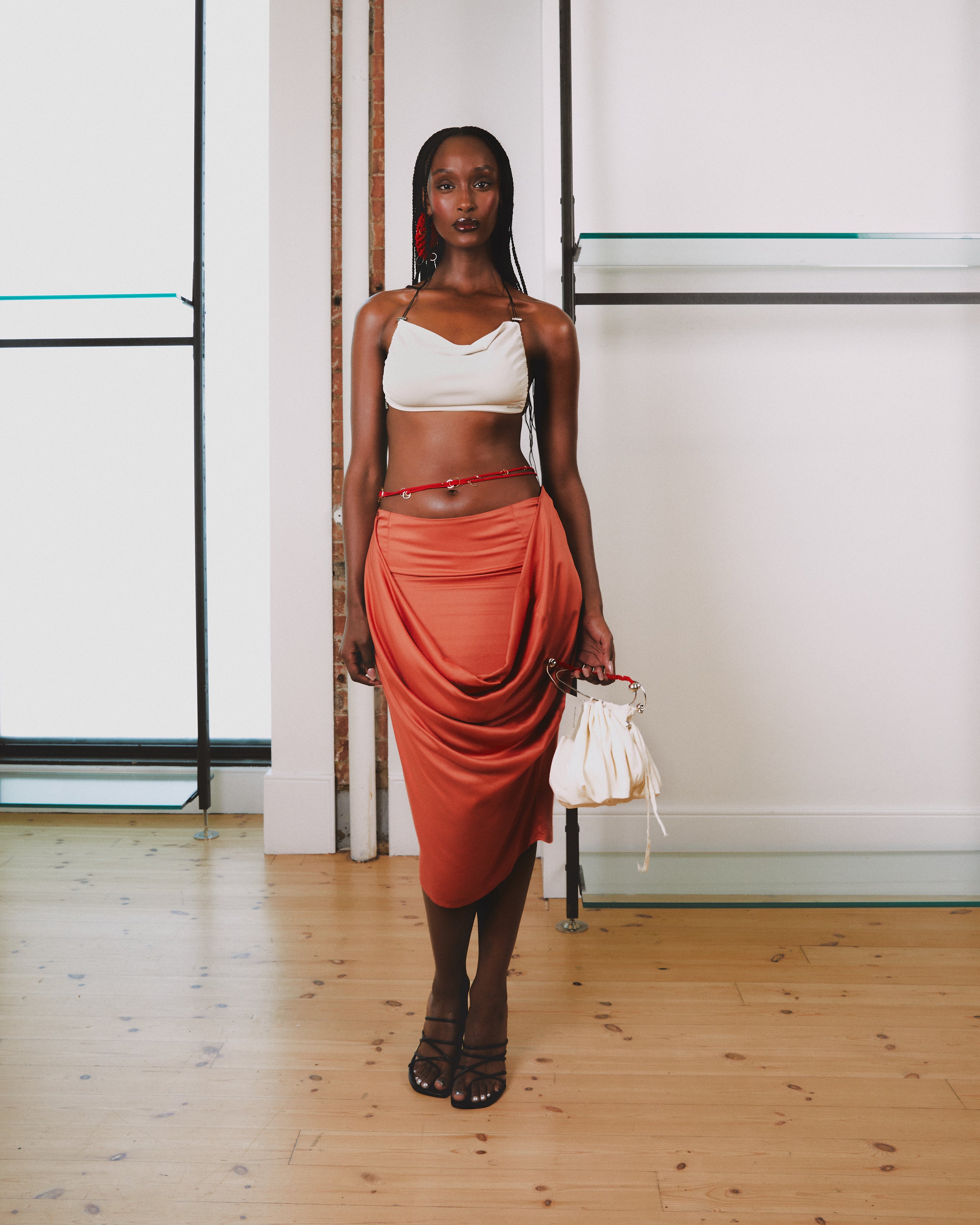 Cowl Midi Skirt