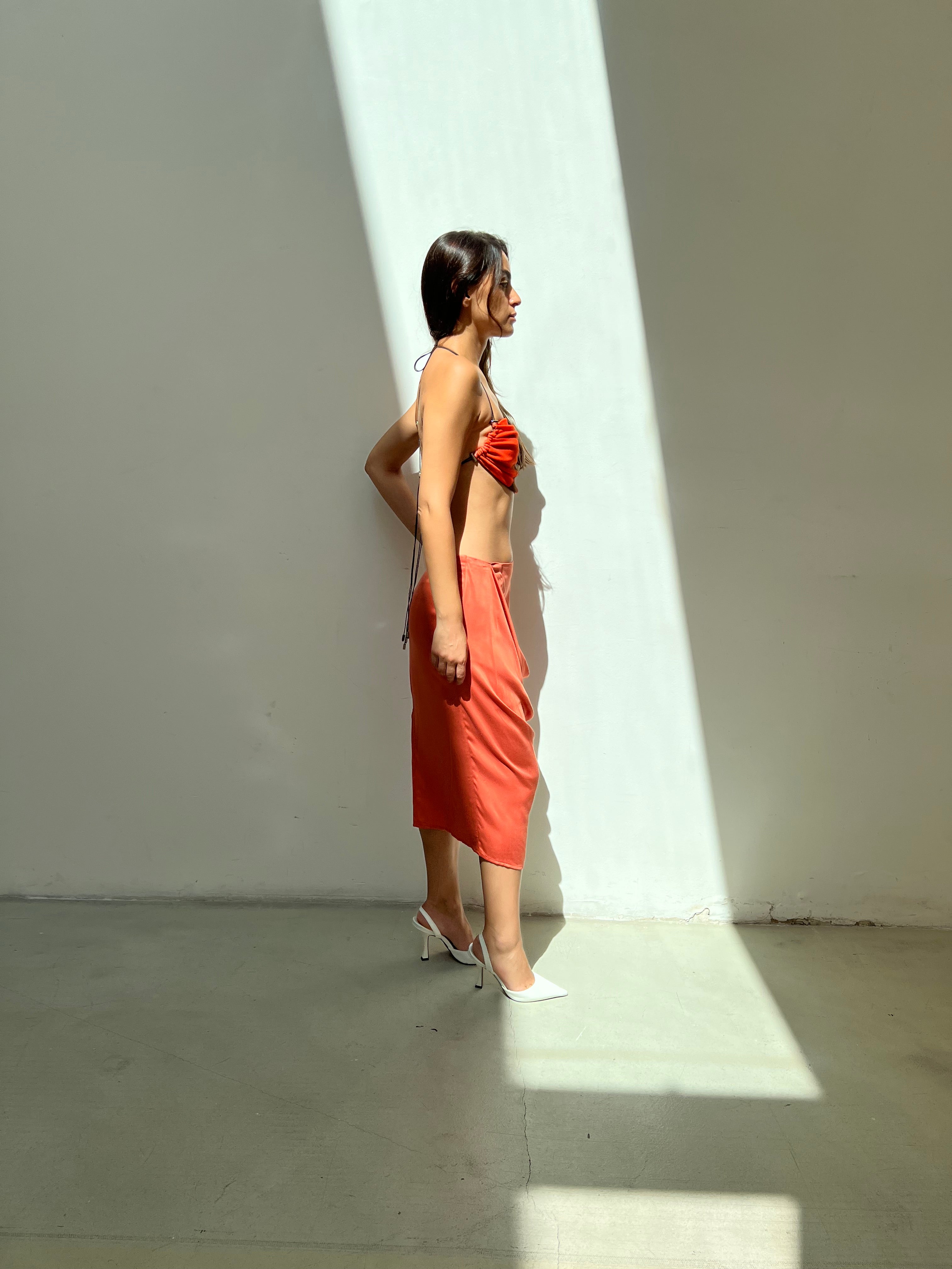 Cowl Midi Skirt