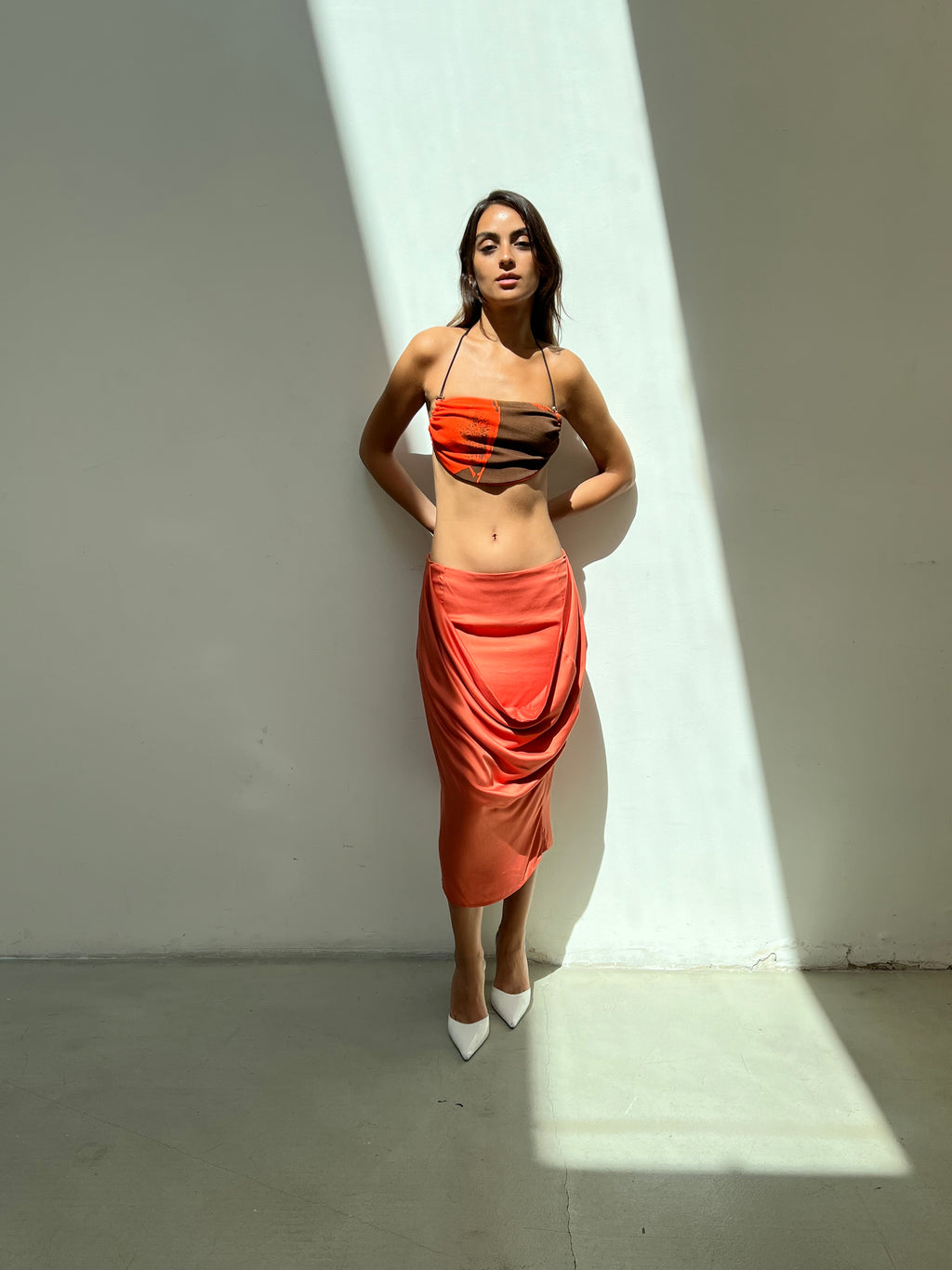 Cowl Midi Skirt