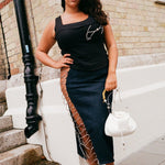 Denim Metal Ladder Skirt