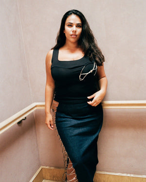 Denim Metal Ladder Skirt