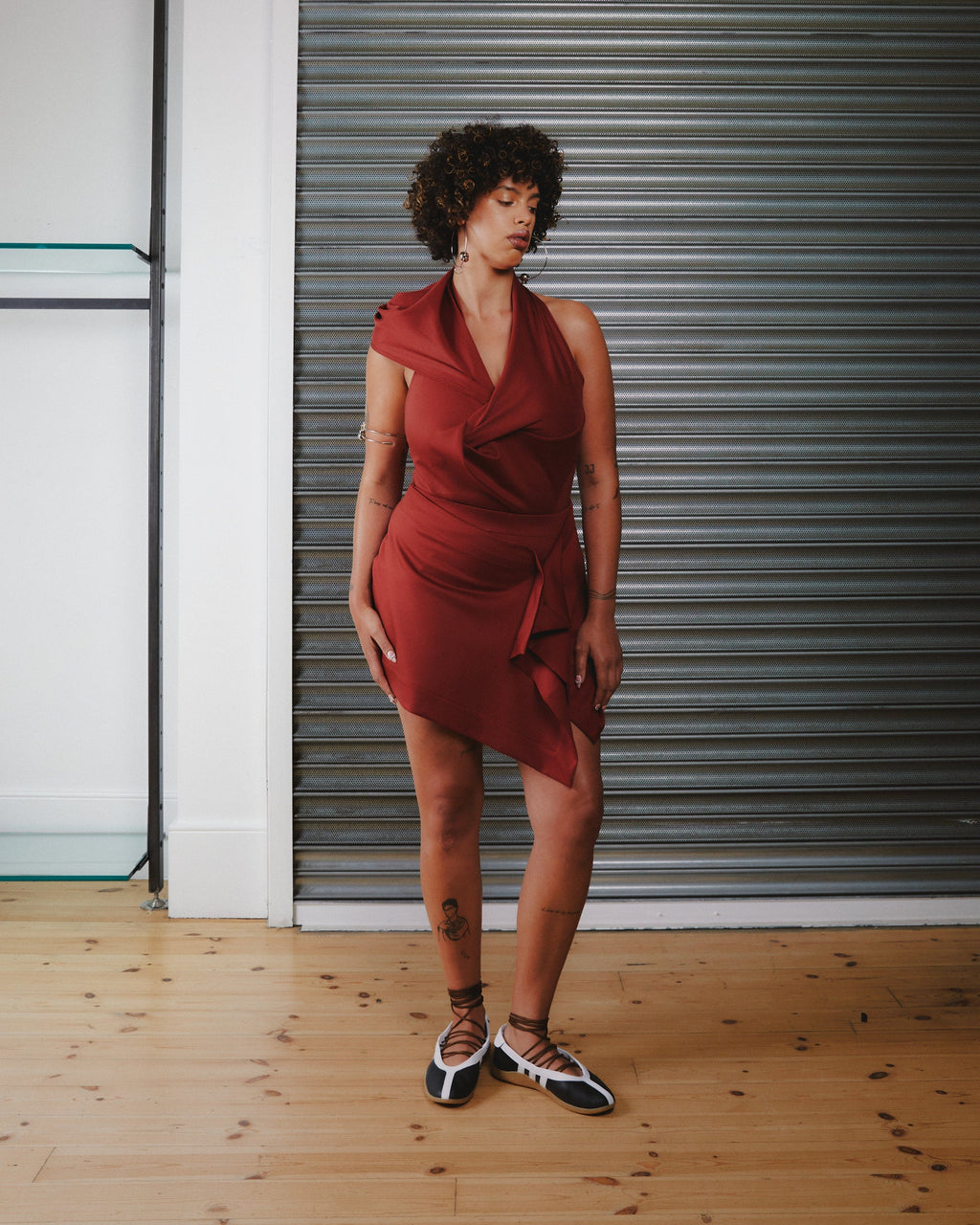 Draped Hood Bodysuit