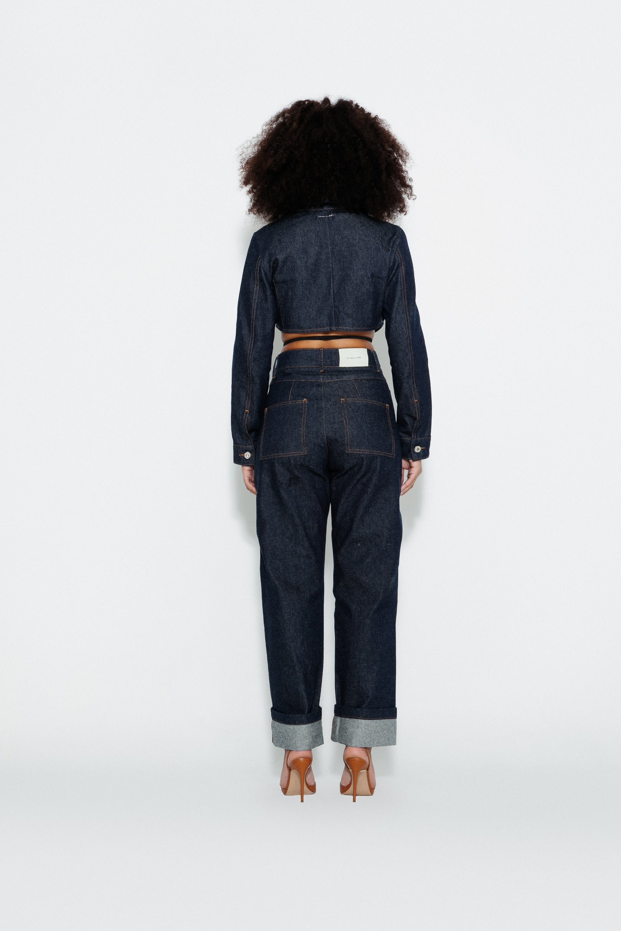 Mesh Detail Straight-Leg Jeans