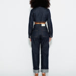 Mesh Detail Straight-Leg Jeans