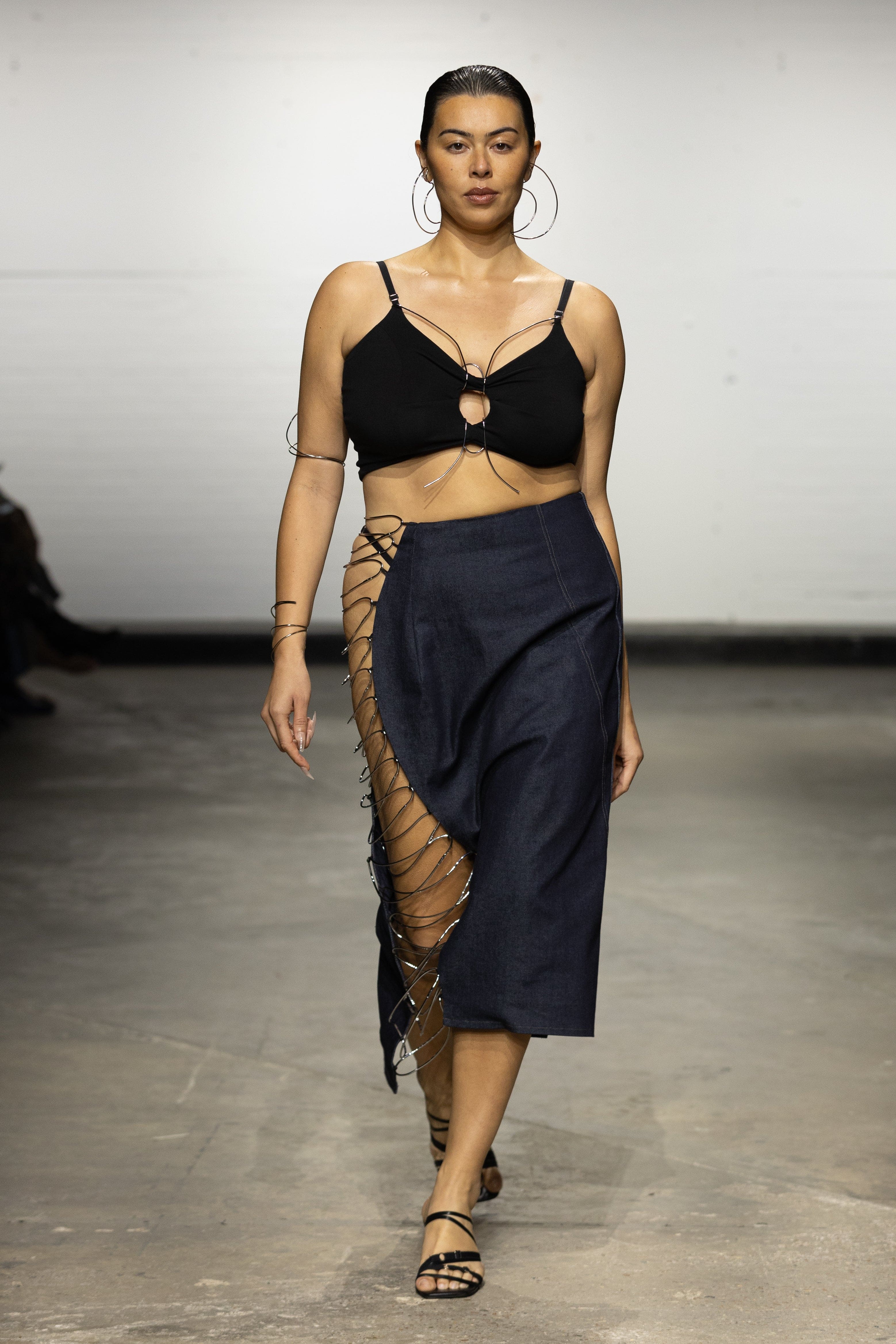 Denim Metal Ladder Skirt