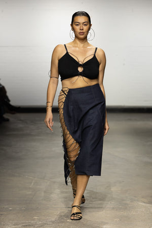Denim Metal Ladder Skirt