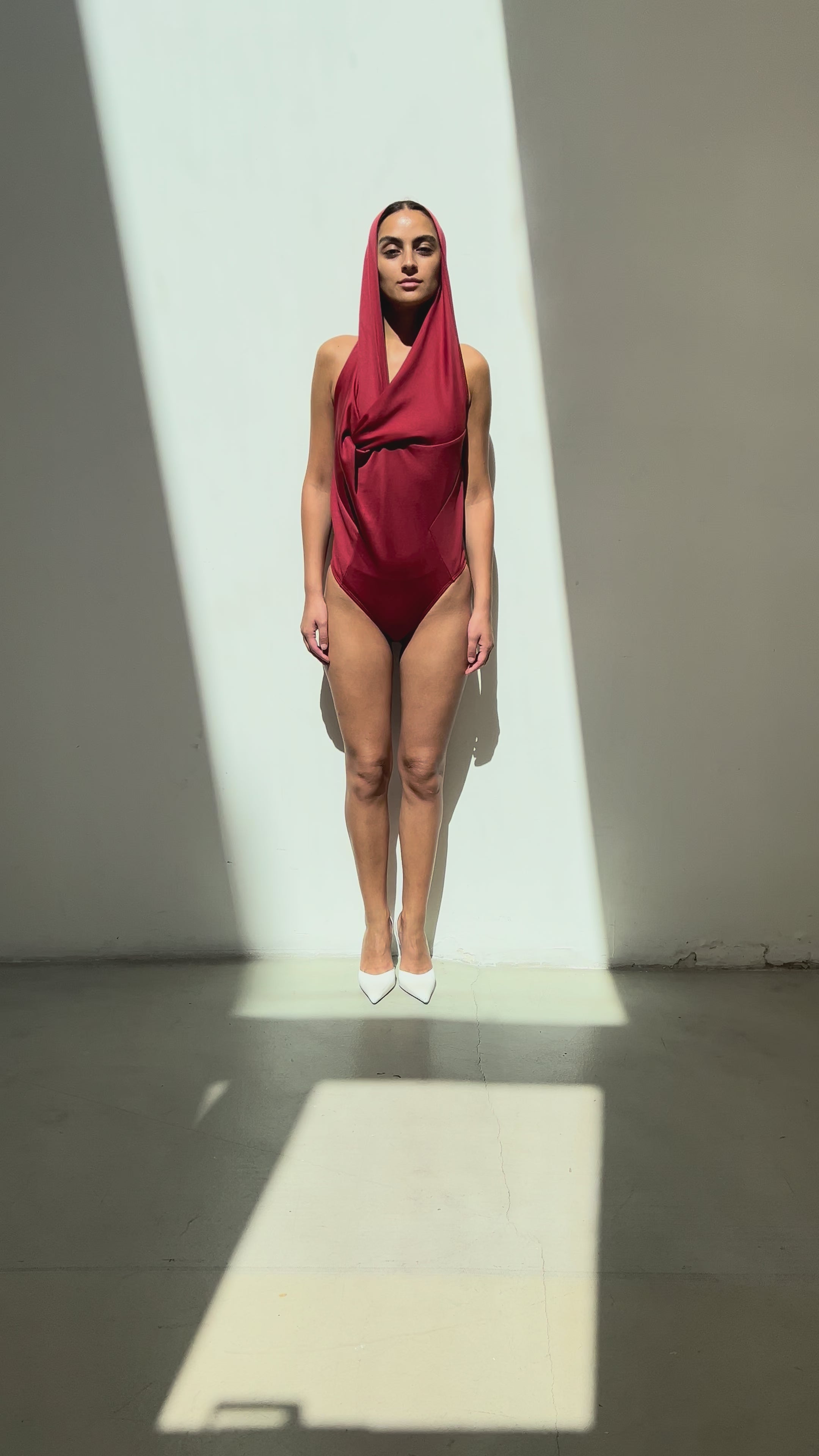 Draped Hood Bodysuit